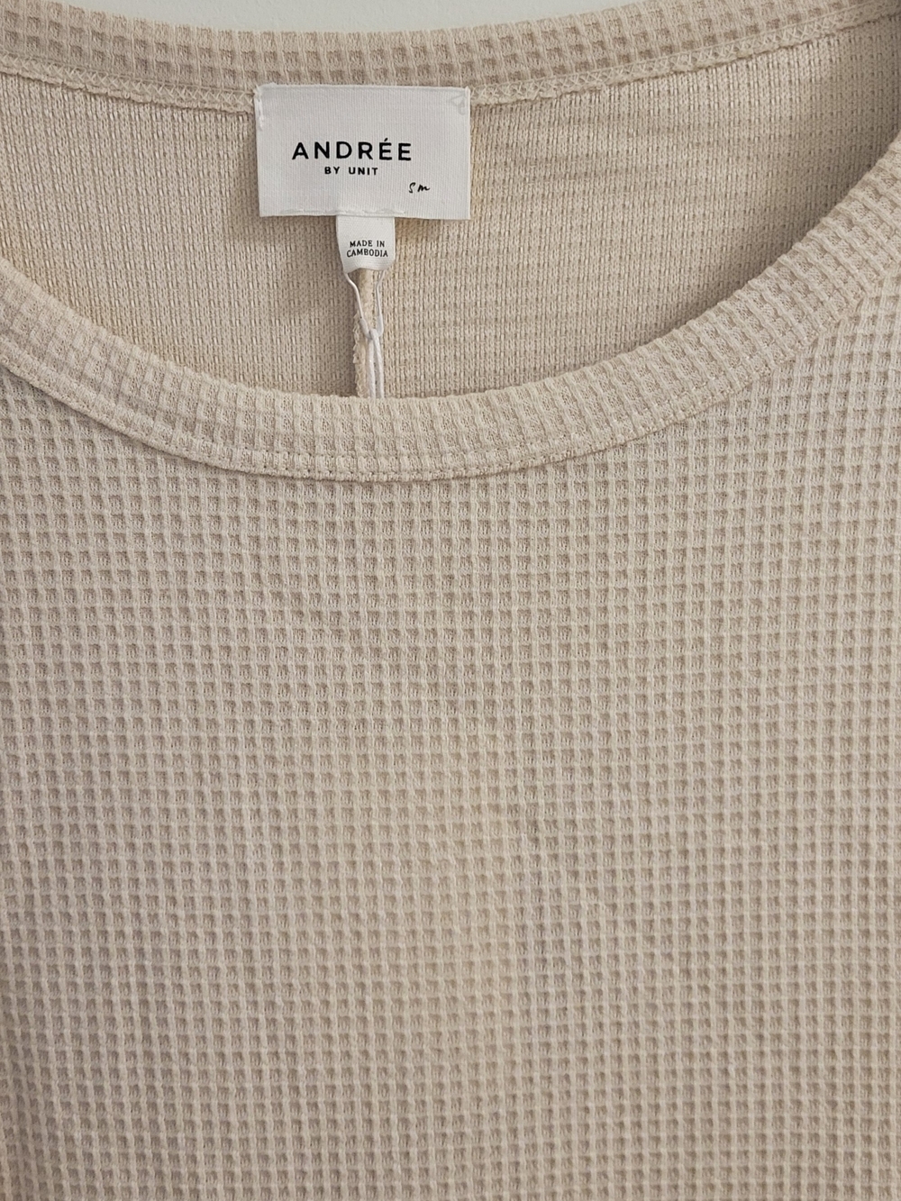 ANDREE BY UNIT Oversize Cream Waffle-Knit Kimono Sleeve Sleeve Top Size Sm/med - Picture 2 of 4